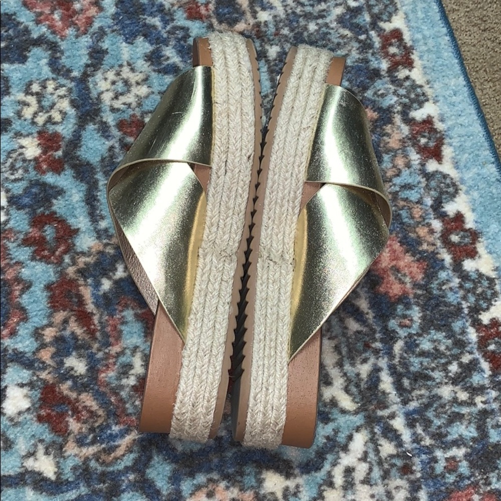 Gold slip on sandals